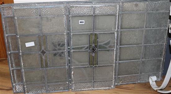 Four stained glass panels W.107cm